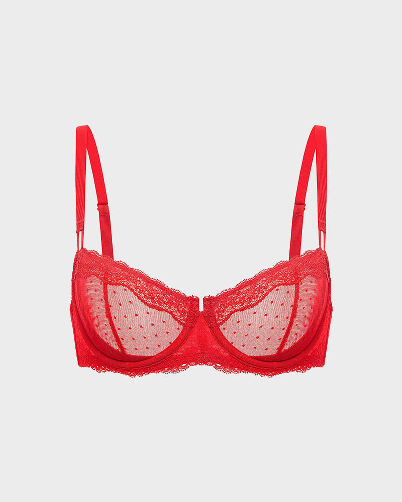 Sheer Lace Underwire Bra with Full Coverage Support