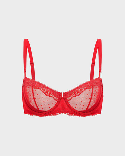 Sheer Lace Underwire Bra with Full Coverage Support