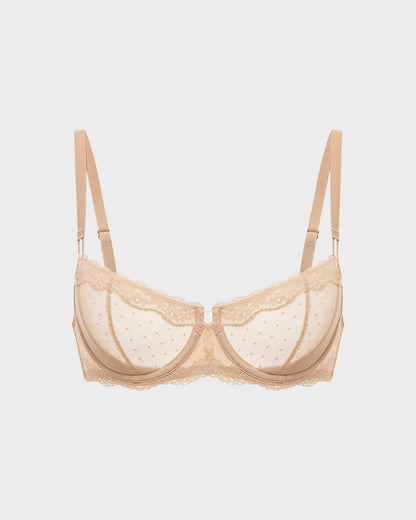 Sheer Lace Underwire Bra with Full Coverage Support