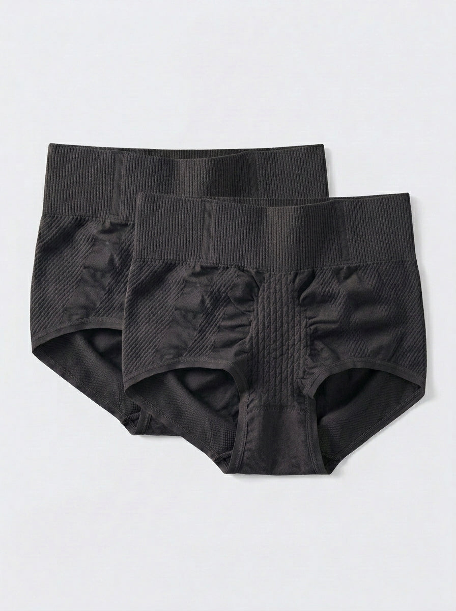 2-Pack Ribbed Seamless High-Waisted Briefs | Tummy Smoothing Comfort