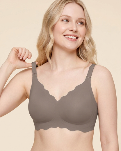 Wireless Seamless Bra with Scalloped Edge Support