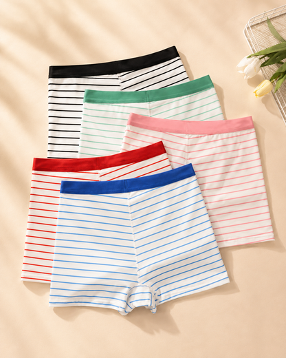 5 Pack Striped Cotton Boxer Briefs | Soft Breathable Comfort & Everyday Support