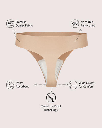 Seamless Thongs with Camel Toe Coverage | Soft Stretch & No-Show Design (5 Pack)