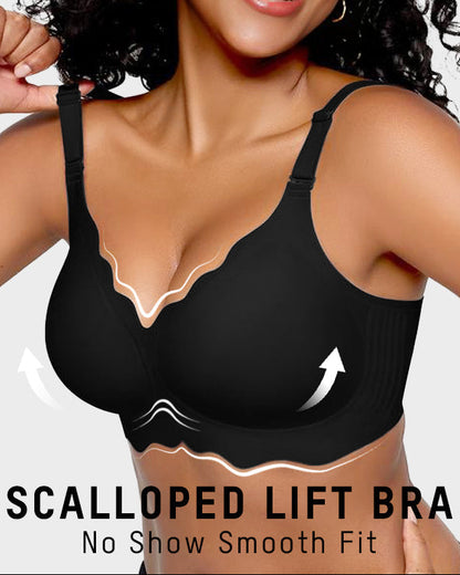 Full Coverage Wireless Bra with Scalloped Edge