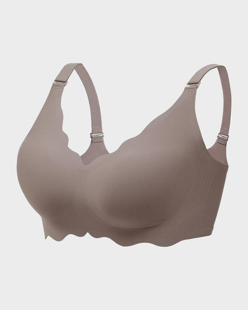 Full Coverage Wireless Bra with Scalloped Edge