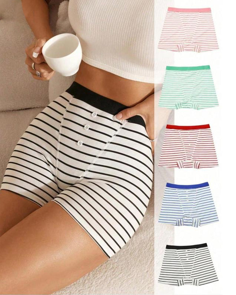 5 Pack Striped Cotton Boxer Briefs | Soft Breathable Comfort & Everyday Support