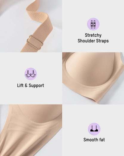 Full Coverage Wireless Bra with V-Mesh Detail