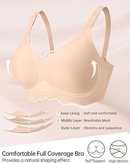 Full Coverage Wireless Bra with Scalloped Edge