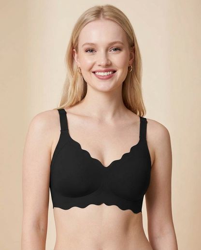 Full Coverage Wireless Bra with Scalloped Edge