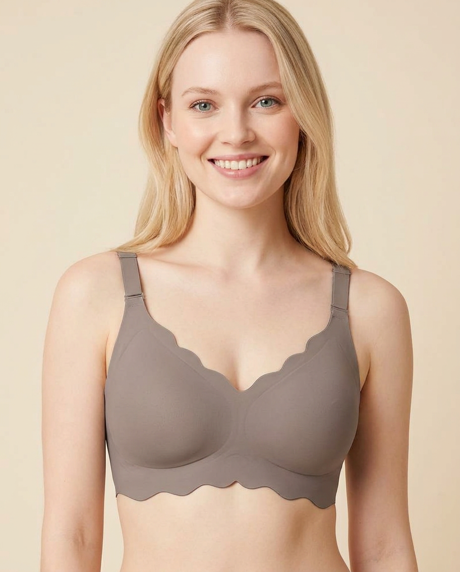 Full Coverage Wireless Bra with Scalloped Edge