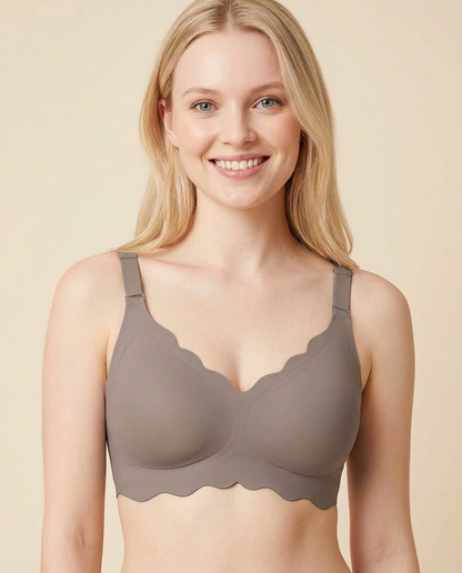 Full Coverage Wireless Bra with Scalloped Edge