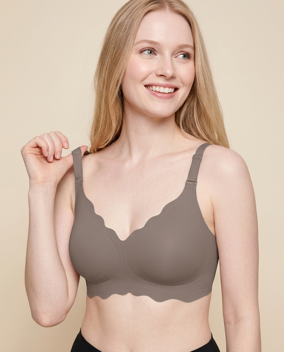 Full Coverage Wireless Bra with Scalloped Edge