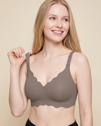 Full Coverage Wireless Bra with Scalloped Edge