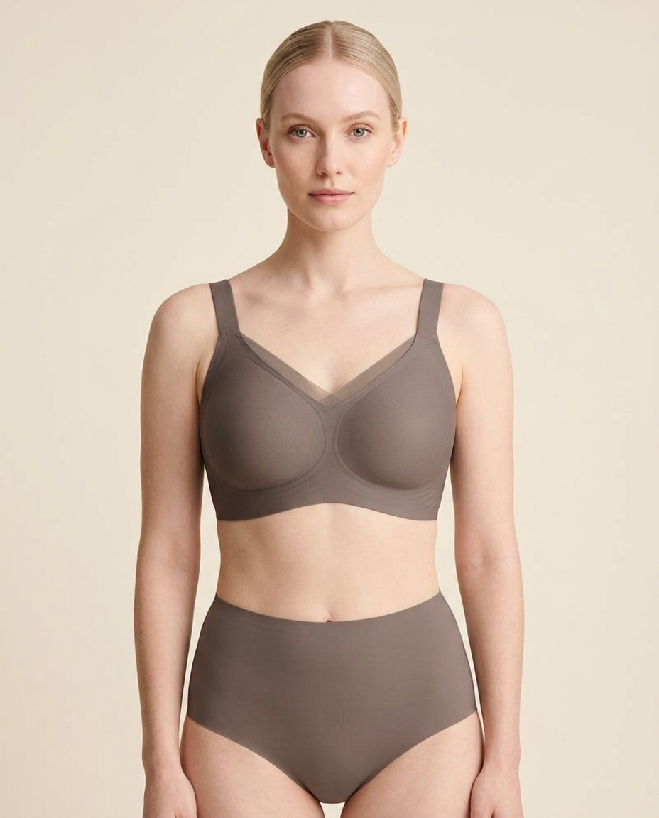 Full Coverage Wireless Bra with V-Mesh Detail