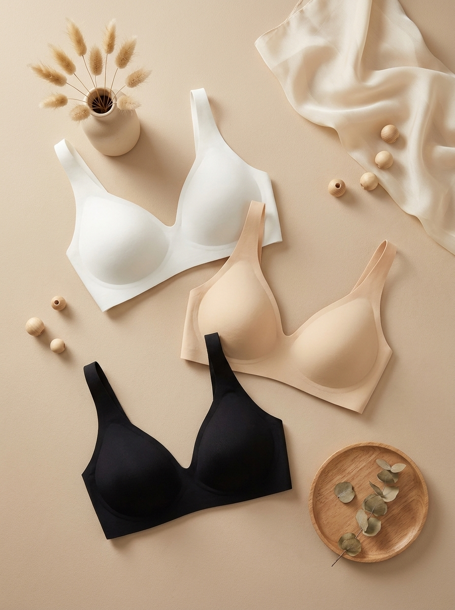 3-Pack Wireless Jelly Strip Bras | Soft Comfortable Support