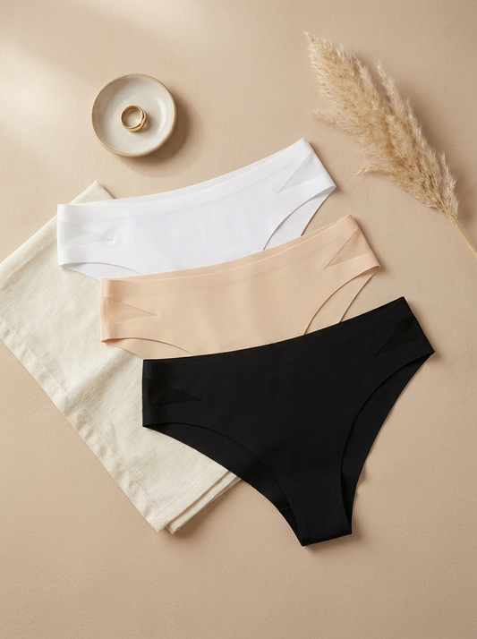 Seamless Mesh Thongs 3-Pack | Everyday High-Waisted Briefs Set