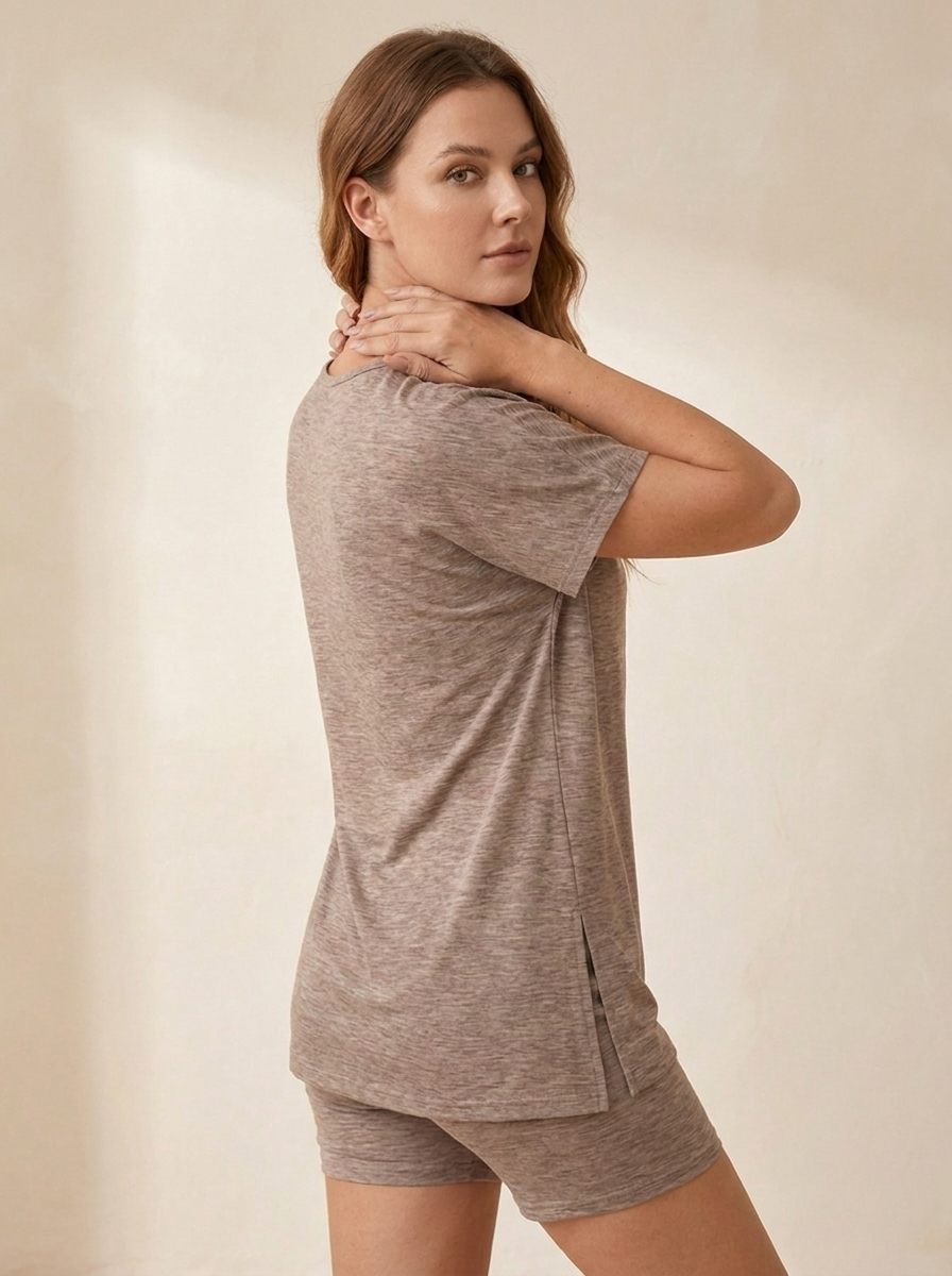 Relaxed Oversized T-Shirt Lounge Set | Biker Shorts Matching Two Piece