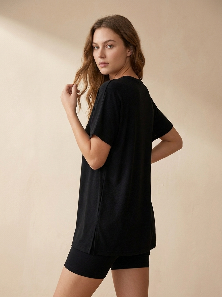 Relaxed Oversized T-Shirt Lounge Set | Biker Shorts Matching Two Piece