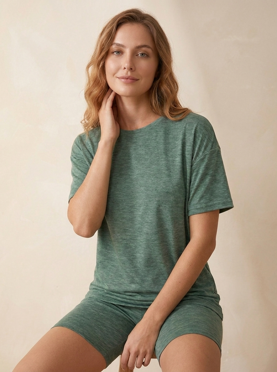 Relaxed Oversized T-Shirt Lounge Set | Biker Shorts Matching Two Piece