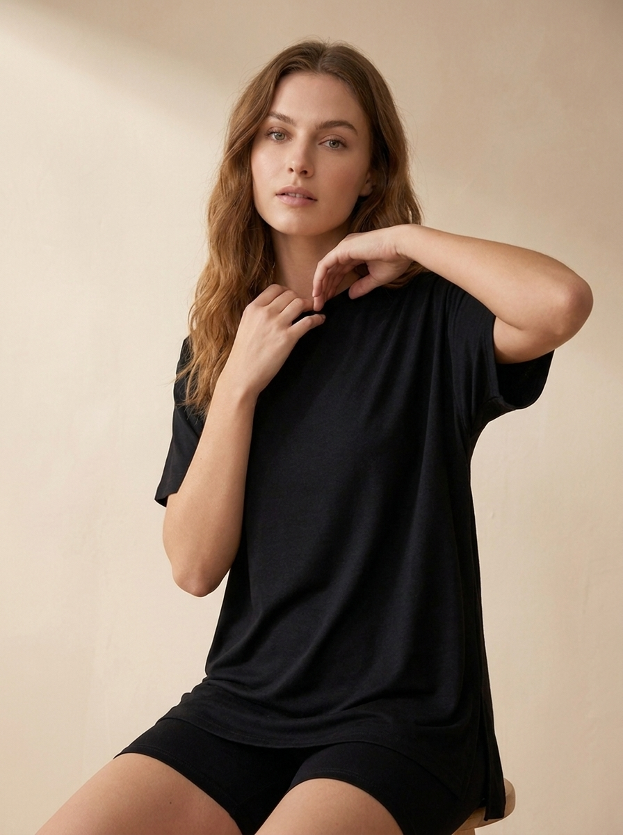 Relaxed Oversized T-Shirt Lounge Set | Biker Shorts Matching Two Piece