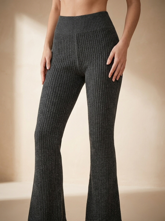Ribbed High-Waisted Flare Leggings | Stretchy Bootcut Yoga Pants