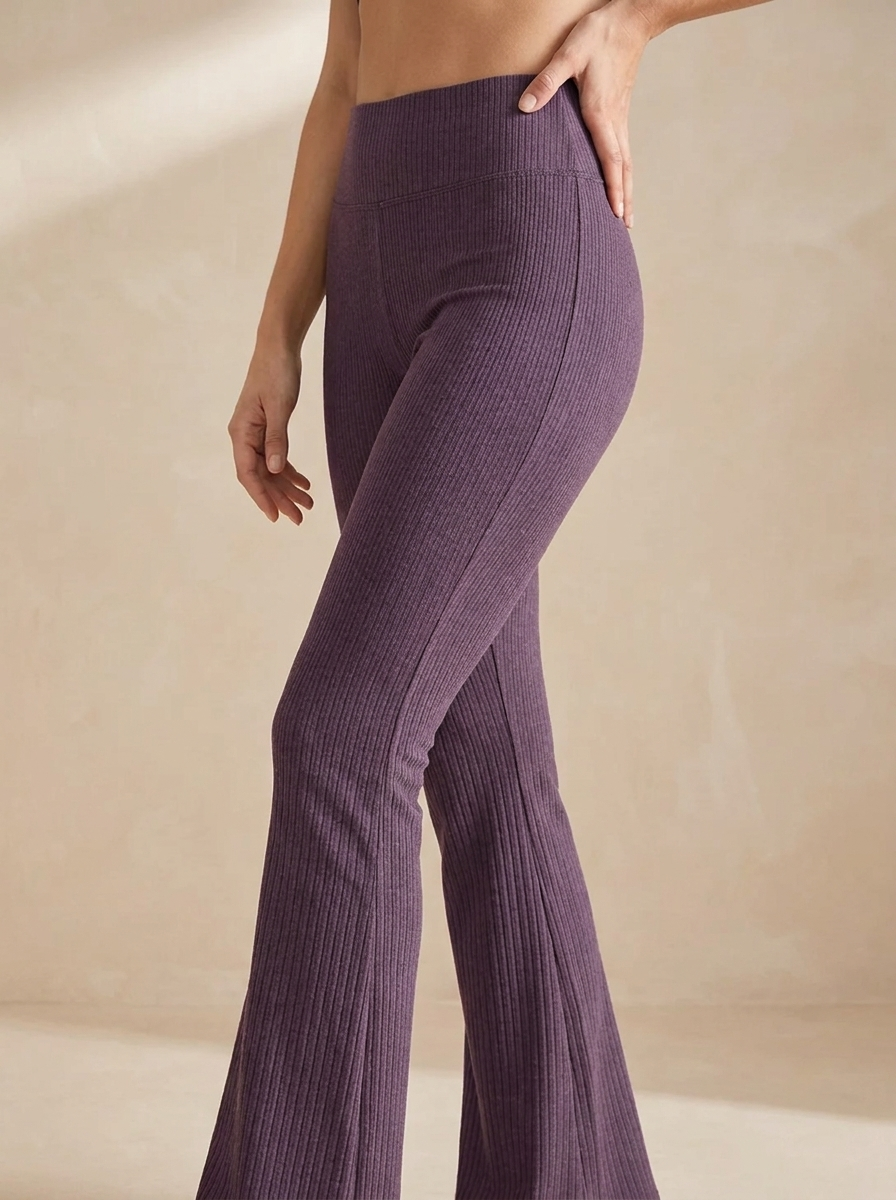 Ribbed High-Waisted Flare Leggings | Stretchy Bootcut Yoga Pants