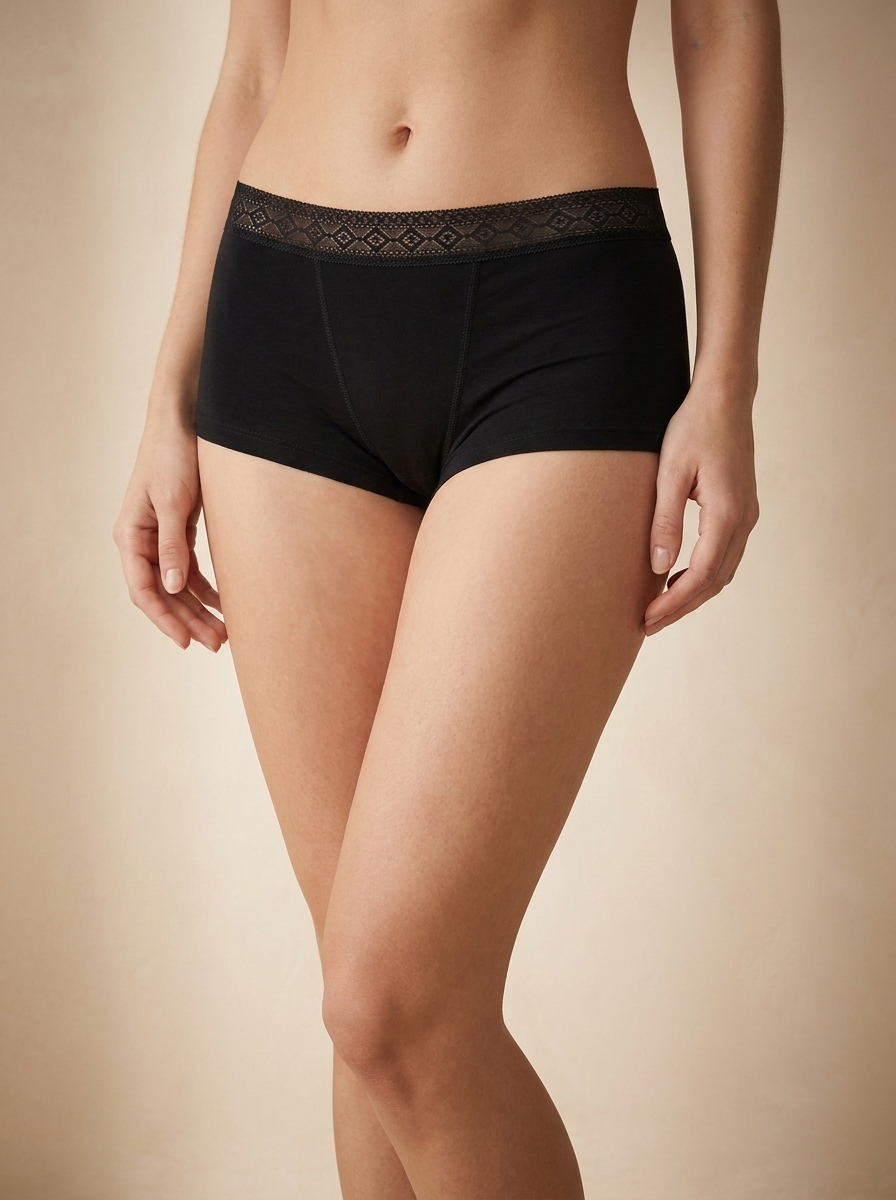 2pcs Lace-Waist Boyshorts | Soft Stretch Full Coverage Boxer Brief