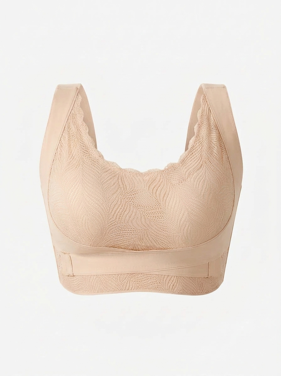Wireless Lace Back Support Bra | Posture Support Cross-Back Comfort