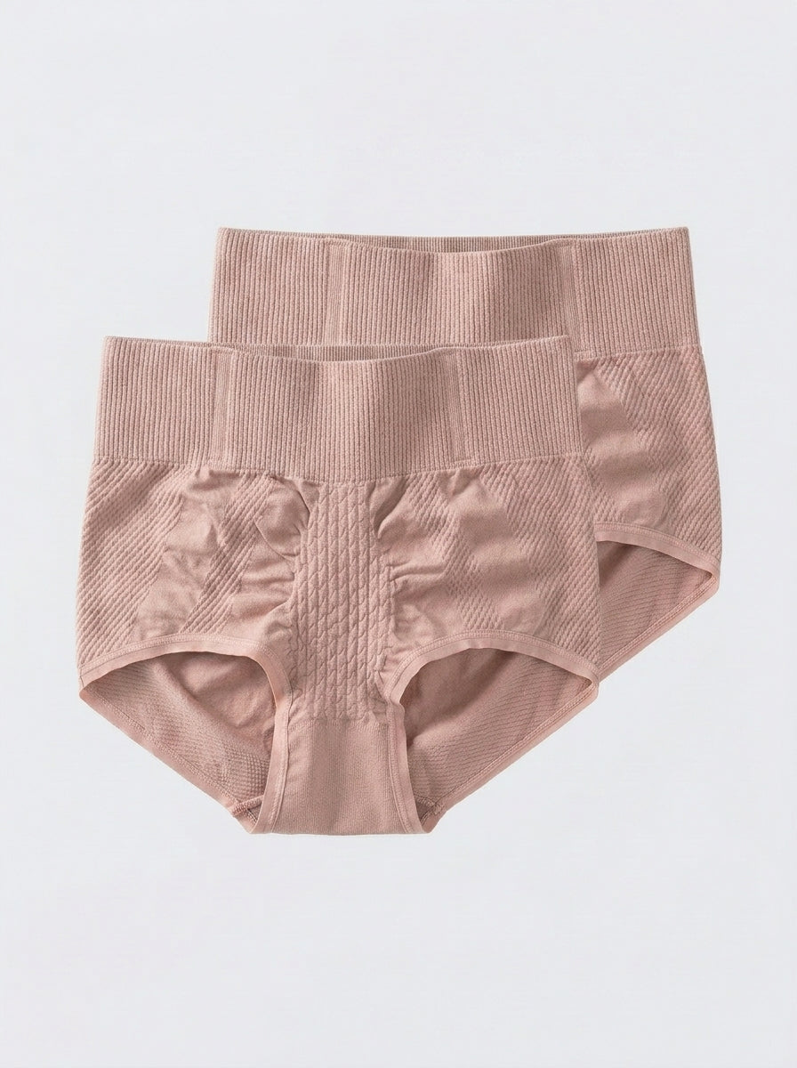 2-Pack Ribbed Seamless High-Waisted Briefs | Tummy Smoothing Comfort