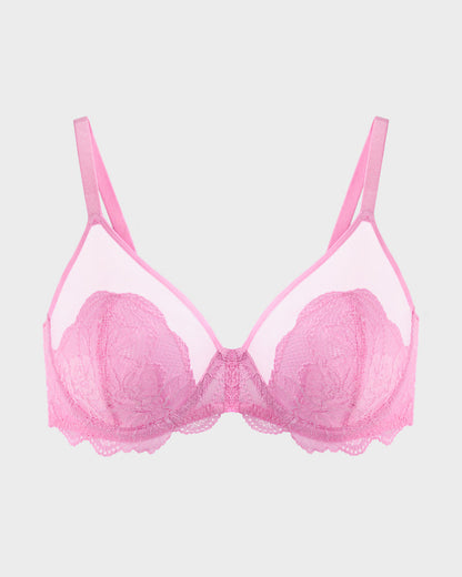 Lace Bra with Sheer Mesh Support | Full Coverage | Elegant Fit
